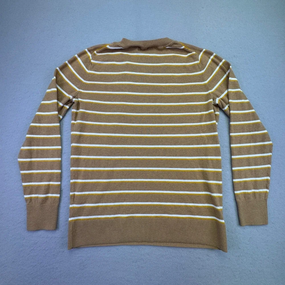 Banana Republic‎ Sweater Men's Large Striped Crew Neck Brown White Long Sleeve